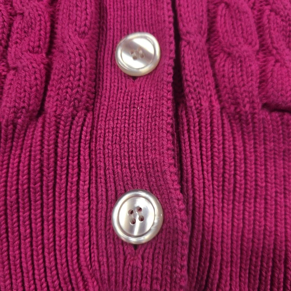 Vintage Trimingham's Sweater‎ Cardigan Womens Medium Pink Cable Knit 80s 90s
